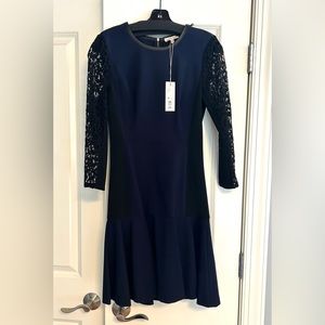 Rebecca Taylor, navy and black A-line dress, size 4.
